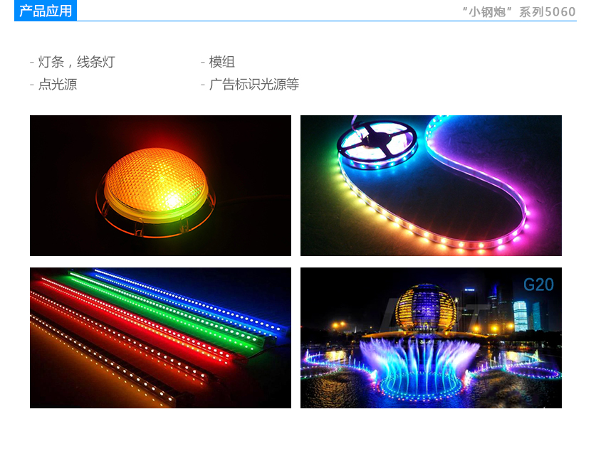 5060白光LED燈珠應(yīng)用領(lǐng)域:燈條,線條燈,模組,點(diǎn)光源,廣告標(biāo)識(shí)光源